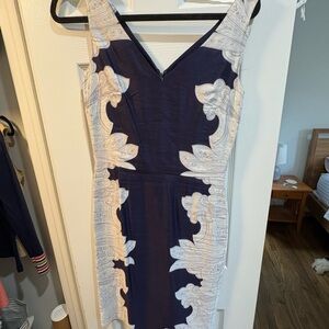 Banana Republic Blue Sheath Midi Dress Sleeveless V-Neck